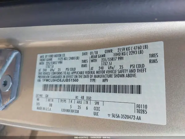 1FMCU9HD8JUB51560 2018 FORD ESCAPE - Image 8
