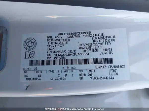 1FMCU9J94GUA33634 2016 FORD ESCAPE - Image 8