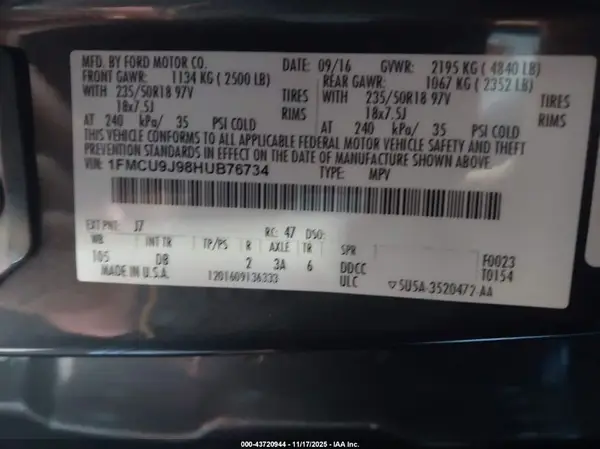 1FMCU9J98HUB76734 2017 FORD ESCAPE - Image 8