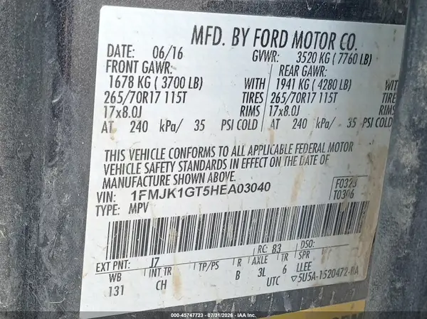 1FMJK1GT5HEA03040 2017 FORD EXPEDITION - Image 8