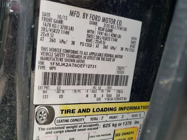 1FMJK2AT6GEF12731 2016 FORD EXPEDITION - Image 8