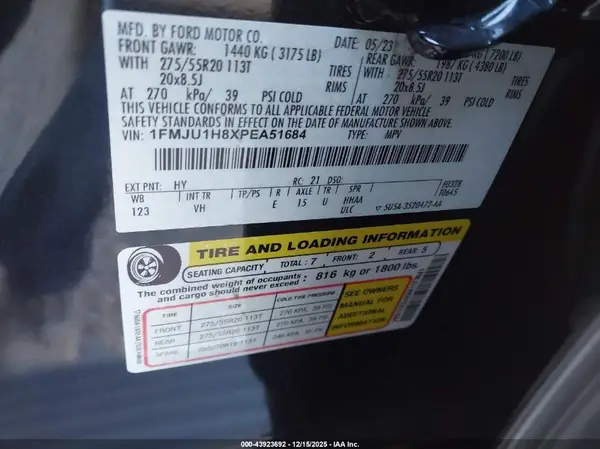 1FMJU1H8XPEA51684 2023 FORD EXPEDITION - Image 8