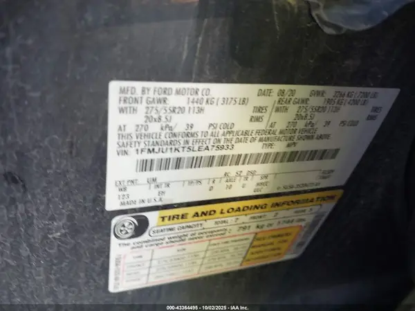1FMJU1KT5LEA75933 2020 FORD EXPEDITION - Image 8