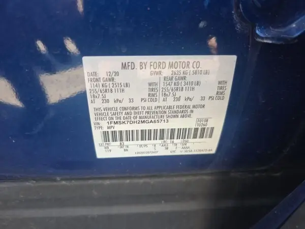 1FMSK7DH2MGA65713 2021 FORD EXPLORER - Image 1