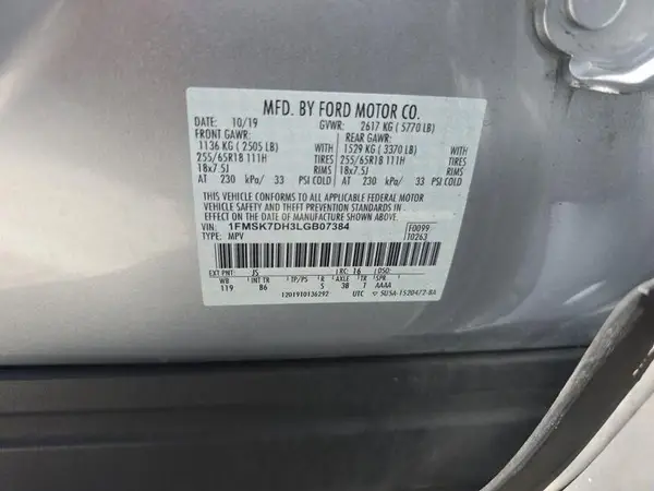 1FMSK7DH3LGB07384 2020 FORD EXPLORER - Image 2