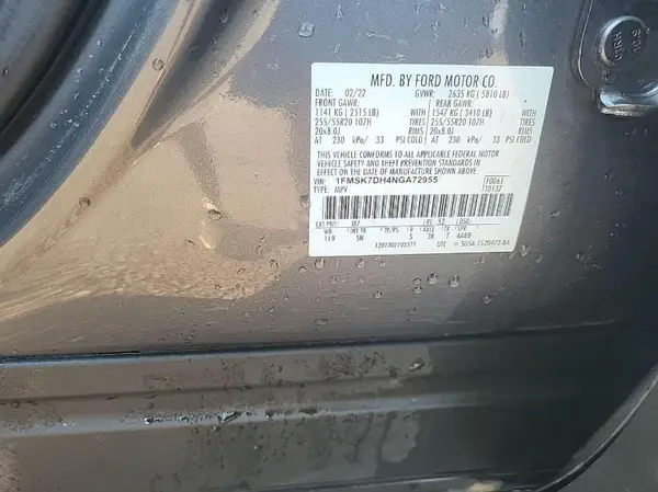 1FMSK7DH4NGA72955 2022 FORD EXPLORER - Image 2