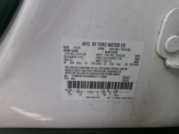 1FMSK7DH6MGC11496 2021 FORD EXPLORER - Image 1