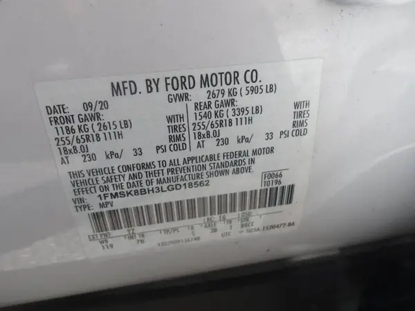 1FMSK8BH3LGD18562 2020 FORD EXPLORER - Image 2