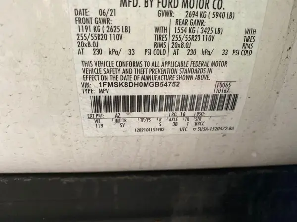 1FMSK8DH0MGB54752 2021 FORD EXPLORER - Image 8