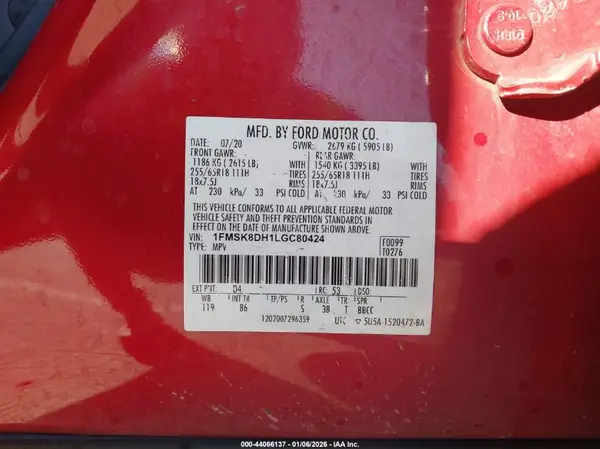 1FMSK8DH1LGC80424 2020 FORD EXPLORER - Image 8