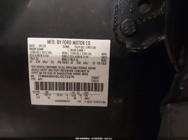 1FMSK8DH5LGC72276 2020 FORD EXPLORER - Image 8