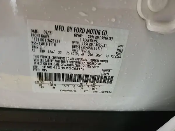 1FMSK8DH9MGC03172 2021 FORD EXPLORER - Image 2