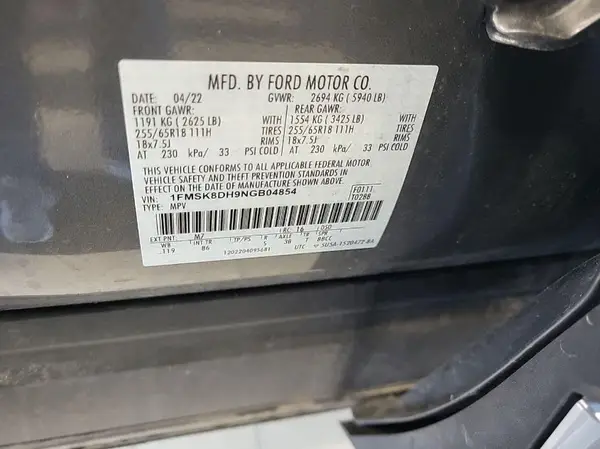 1FMSK8DH9NGB04854 2022 FORD EXPLORER - Image 8