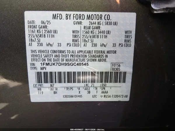 1FMUK7DH9SGC40545 2025 FORD EXPLORER - Image 8