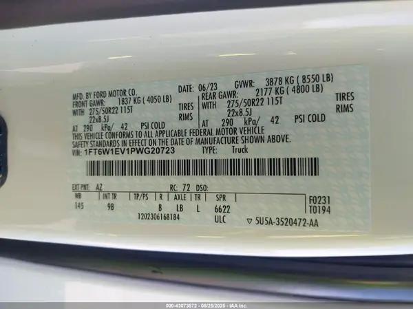 1FT6W1EV1PWG20723 2023 FORD F-150 - Image 8