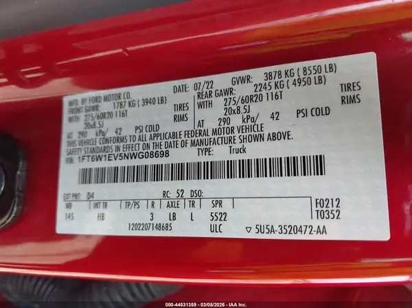 1FT6W1EV5NWG08698 2022 FORD F-150 - Image 8