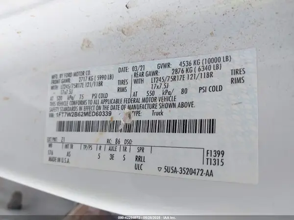 1FT7W2B62MED60339 2021 FORD F250 - Image 8