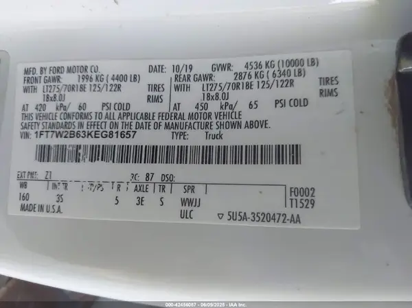 1FT7W2B63KEG81657 2019 FORD F250 - Image 8