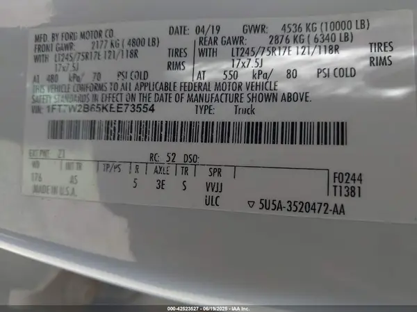 1FT7W2B65KEE73554 2019 FORD F250 - Image 8
