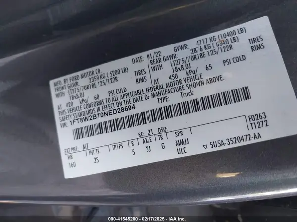 1FT8W2BT0NED28694 2022 FORD F250 - Image 8