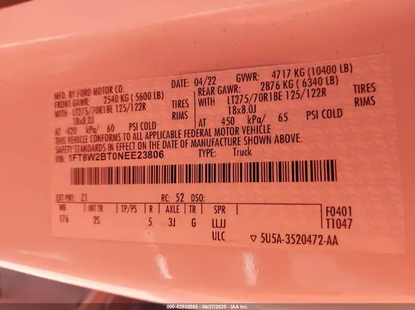 1FT8W2BT0NEE23806 2022 FORD F250 - Image 8