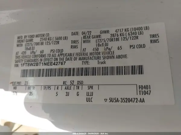 1FT8W2BT1NEE42767 2022 FORD F250 - Image 8