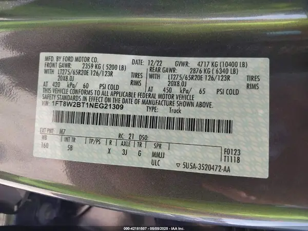 1FT8W2BT1NEG21309 2022 FORD F250 - Image 8