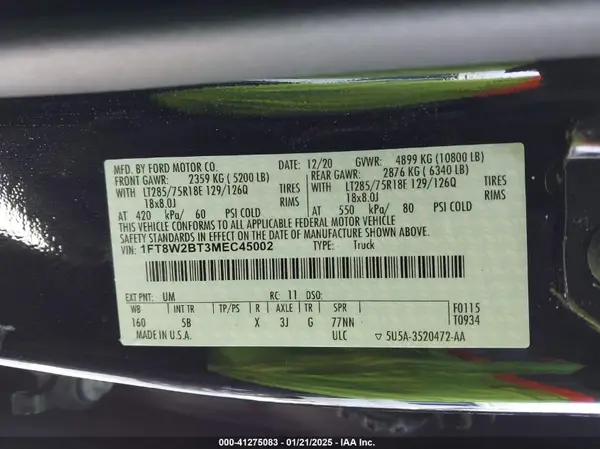 1FT8W2BT3MEC45002 2021 FORD F250 - Image 8