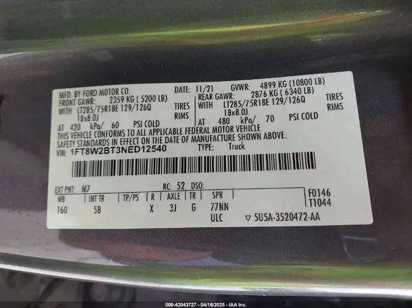 1FT8W2BT3NED12540 2022 FORD F250 - Image 8