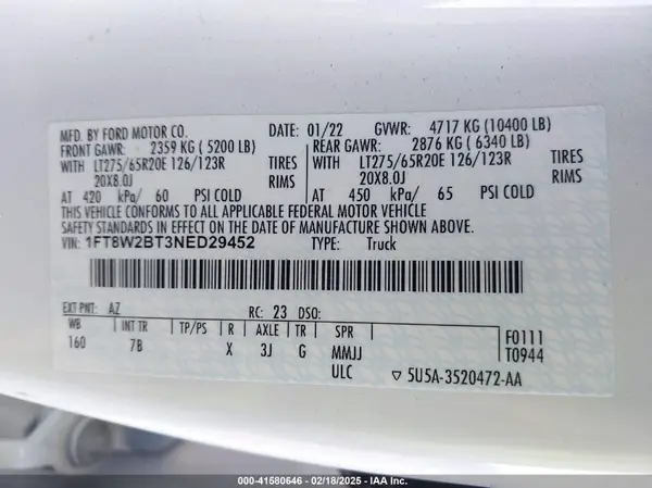 1FT8W2BT3NED29452 2022 FORD F250 - Image 8