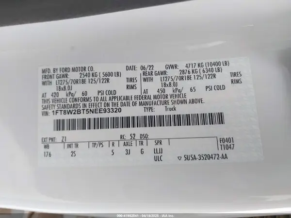 1FT8W2BT5NEE93320 2022 FORD F250 - Image 8