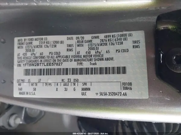 1FT8W2BT7LEE57027 2020 FORD F250 - Image 8