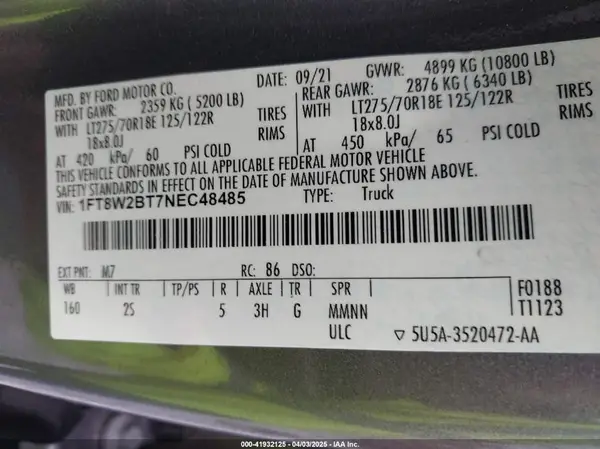 1FT8W2BT7NEC48485 2022 FORD F250 - Image 8