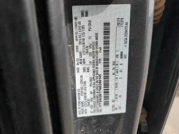 1FT8W2BT7NED80145 2022 FORD F250 - Image 1