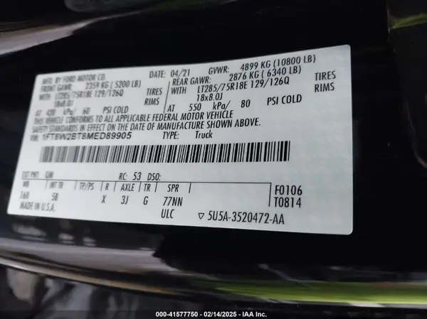 1FT8W2BT8MED89905 2021 FORD F250 - Image 8