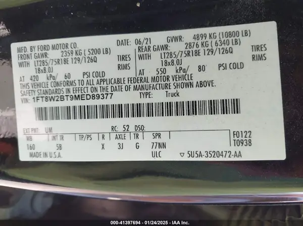 1FT8W2BT9MED89377 2021 FORD F250 - Image 8