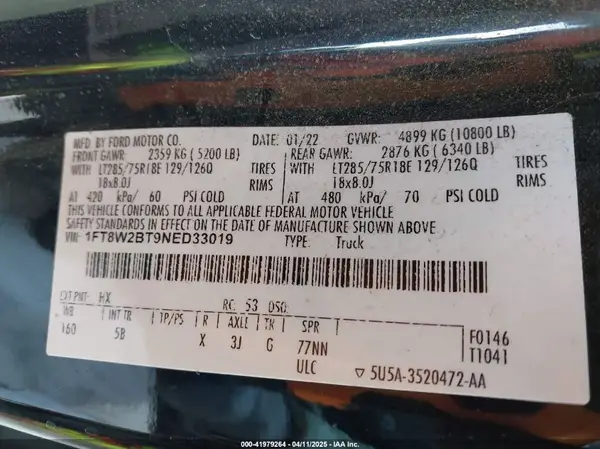 1FT8W2BT9NED33019 2022 FORD F250 - Image 8