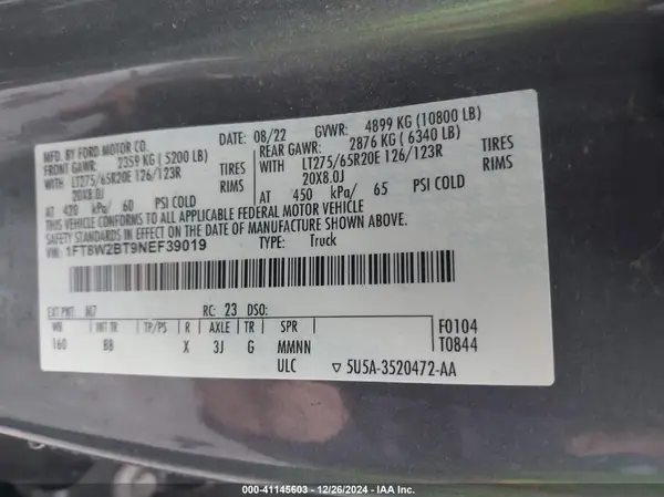 1FT8W2BT9NEF39019 2022 FORD F250 - Image 8