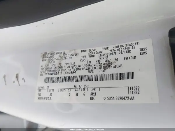 1FT8W3B61LEE04694 2020 FORD F350 - Image 8