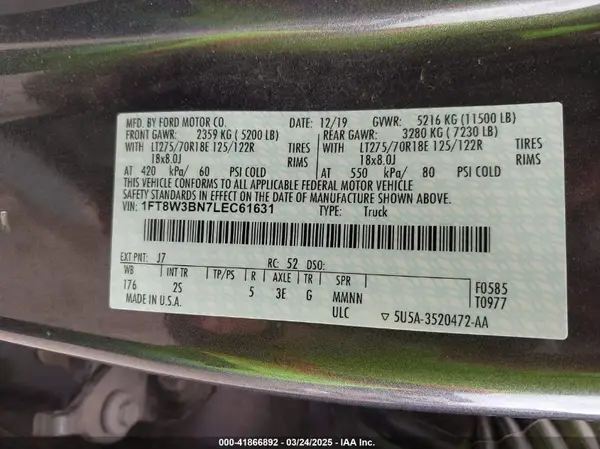 1FT8W3BN7LEC61631 2020 FORD F350 - Image 8