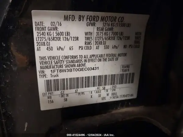 1FT8W3BT0GEC03431 2016 FORD F350 - Image 8