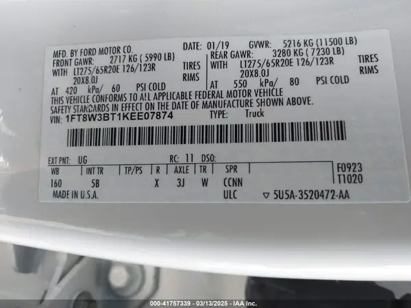 1FT8W3BT1KEE07874 2019 FORD F350 - Image 8