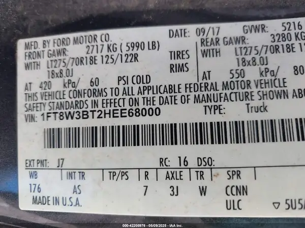 1FT8W3BT2HEE68000 2017 FORD F350 - Image 8