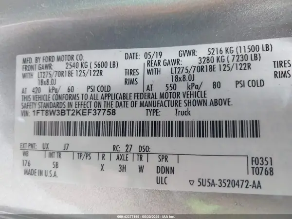 1FT8W3BT2KEF37758 2019 FORD F350 - Image 8