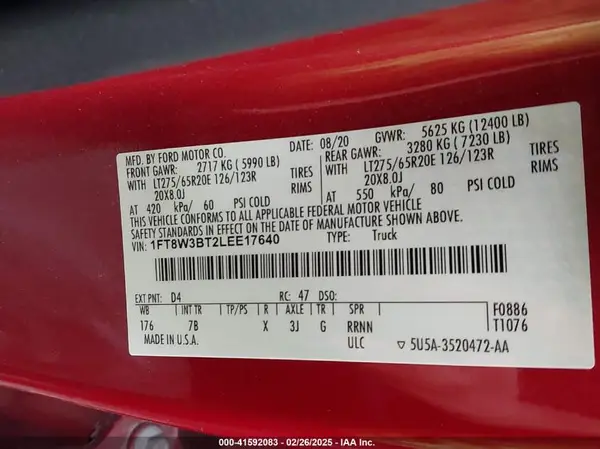 1FT8W3BT2LEE17640 2020 FORD F350 - Image 8