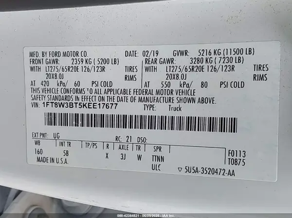 1FT8W3BT5KEE17677 2019 FORD F350 - Image 8