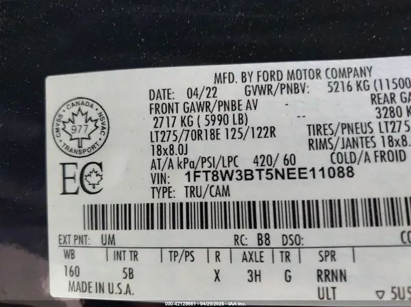 1FT8W3BT5NEE11088 2022 FORD F350 - Image 8