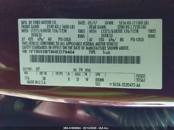 1FT8W3BT8HED79404 2017 FORD F350 - Image 8