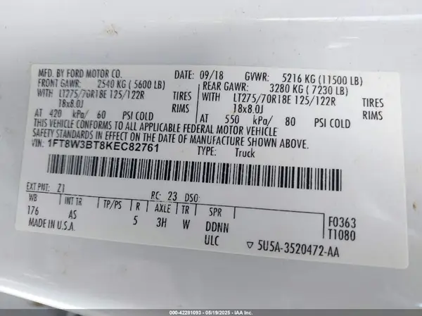 1FT8W3BT8KEC82761 2019 FORD F350 - Image 8