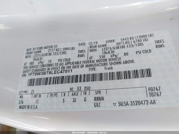 1FT8W3BT8LEC47011 2020 FORD F350 - Image 8